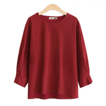Damen Langarmshirt Weites Design Rundhalsausschnitt Norvielle
