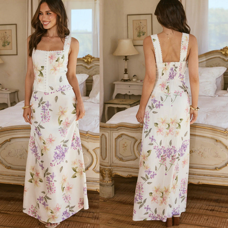 Damen Maxikleid Romantischer Stil Floralmuster - Norvielle