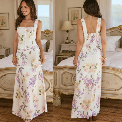 Damen Maxikleid Romantischer Stil Floralmuster - Norvielle