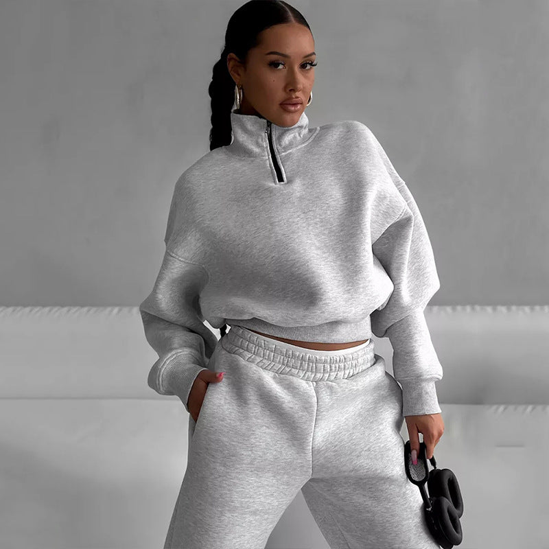 Damen Sportliches Sweatshirt mit hohem Kragen und bequemen
