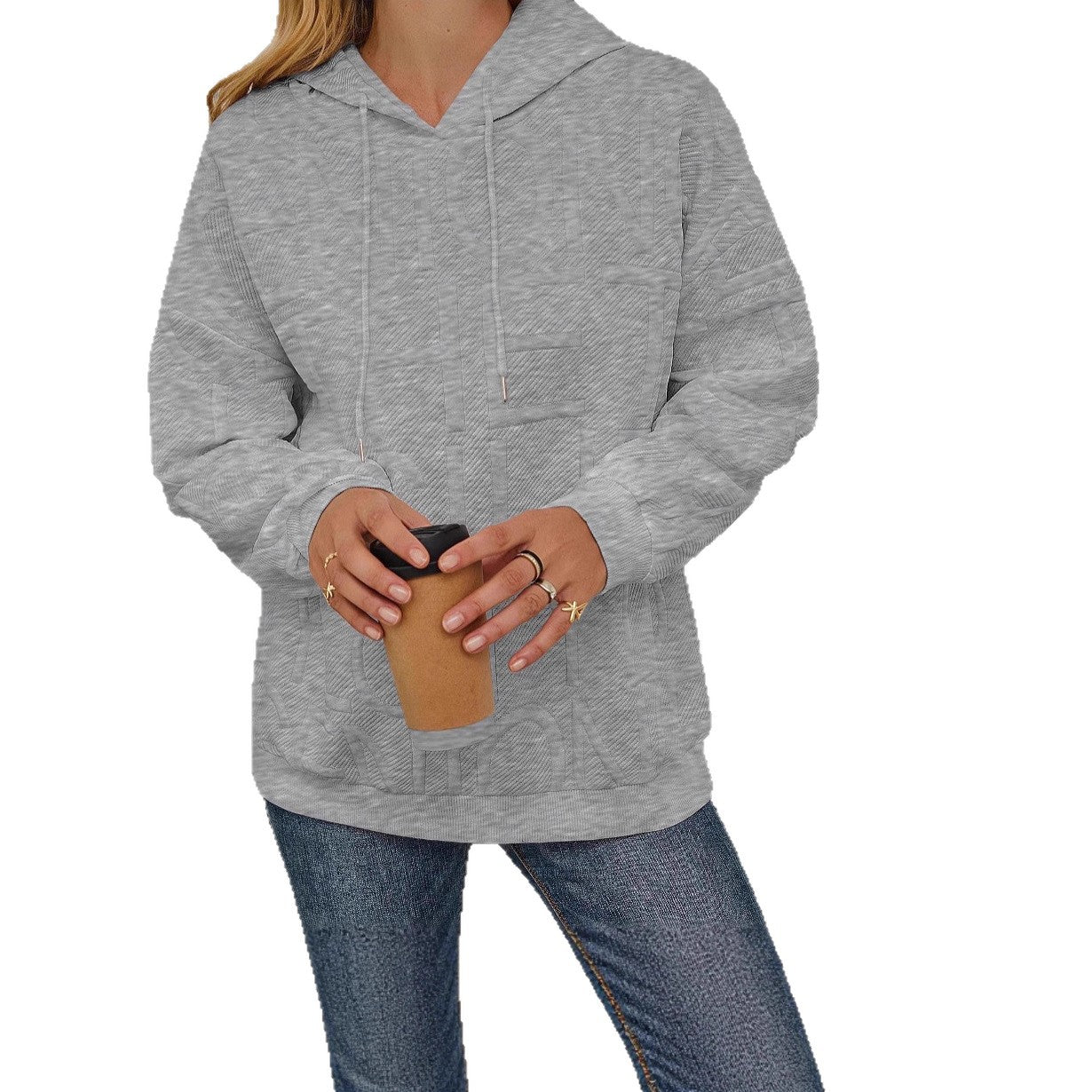 Damen Oversize Kapuzenpullover Strukturiert Norvielle