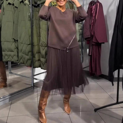 Damen Asymmetrischer Pullover mit Drapierung Norvielle