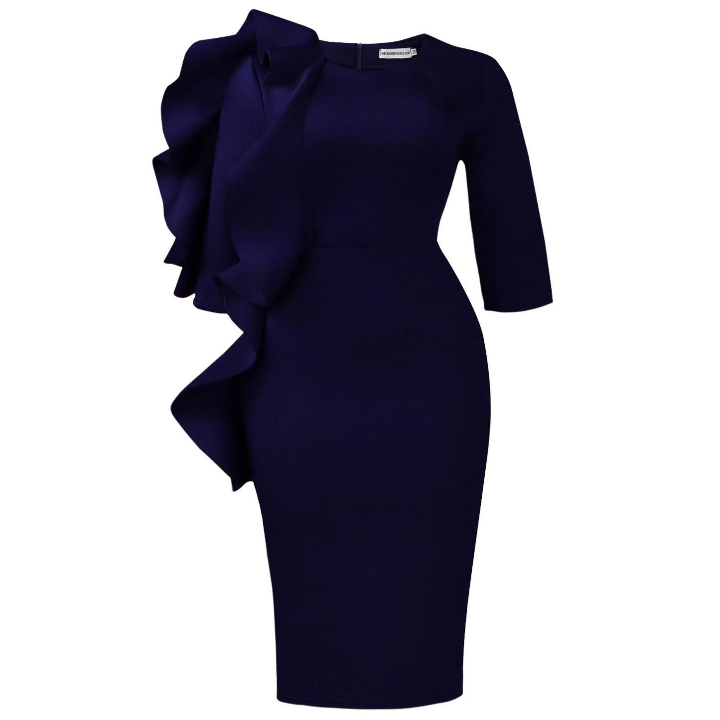 Damen Kleid Asymmetrisches Rüschendesign Figurbetont Norvielle