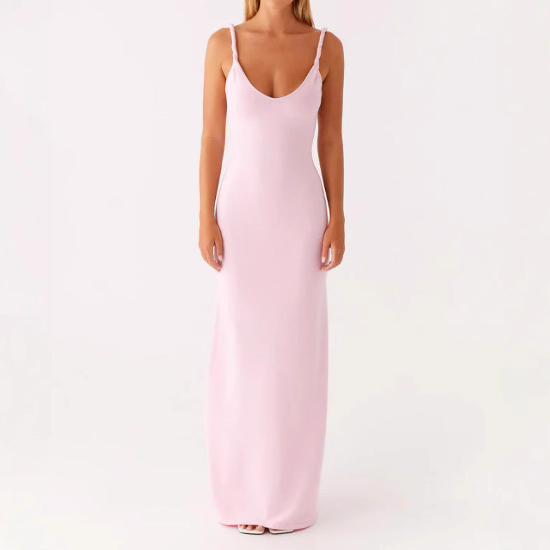 Damen Maxikleid Langarm Elastisch V-Ausschnitt Norvielle