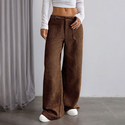 Damen Cordhose Weit Mit Taschen Hoch Bund Norvielle