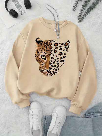 Damen Leoparden Sweatshirt Norvielle