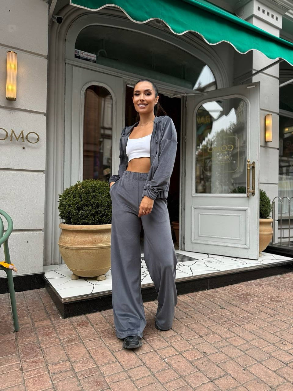 Damen Velours-Jogginganzug Mit Kapuze Komfort-Taile