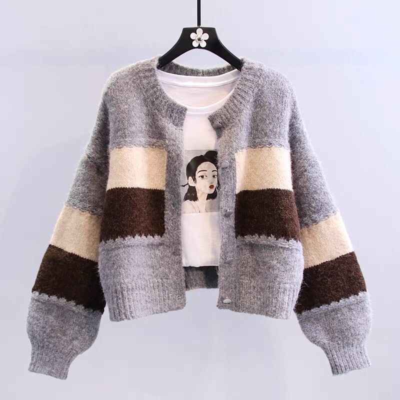 Damen Strickjacke Kontraststreifen Norvielle