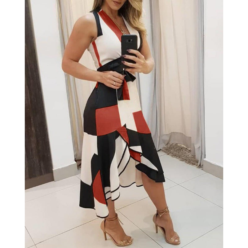 Damen Wickelkleid Grafisches Muster Gürtel
