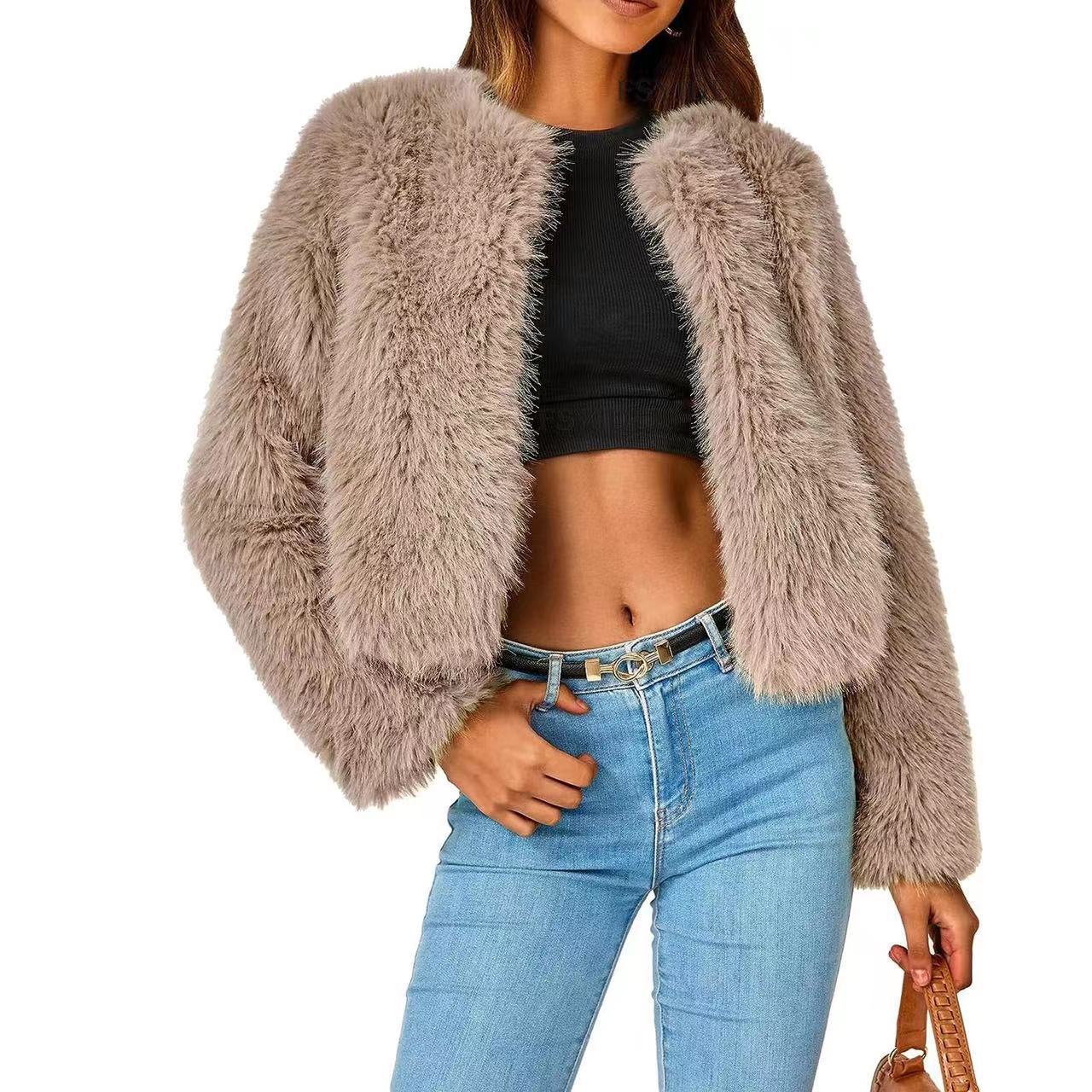Damen Fleecejacke Fell-Design Voluminöse Ärmel Norvielle