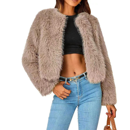 Damen Fleecejacke Fell-Design Voluminöse Ärmel Norvielle