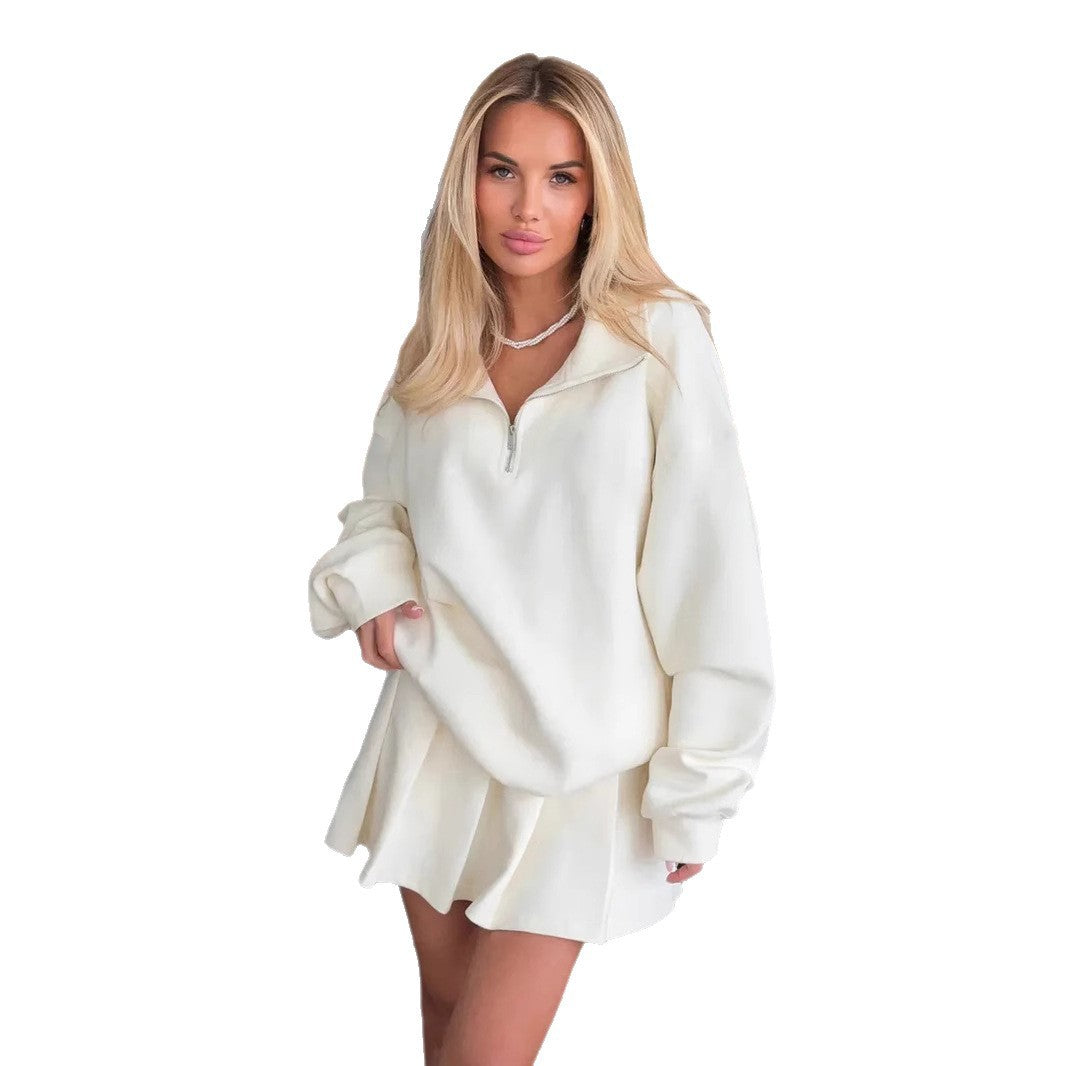 Damen Sweatshirt Kurzreißverschluss Weites Design Norvielle