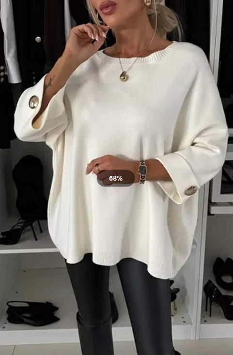 Damen Strickpullover Weit Ärmel Norvielle