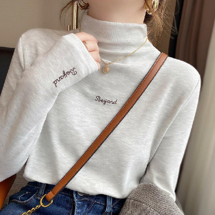 Damen Turtleneck Pullover mit Schriftzug