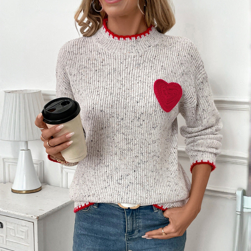 Damen Pullover mit Herzapplikation - Norvielle