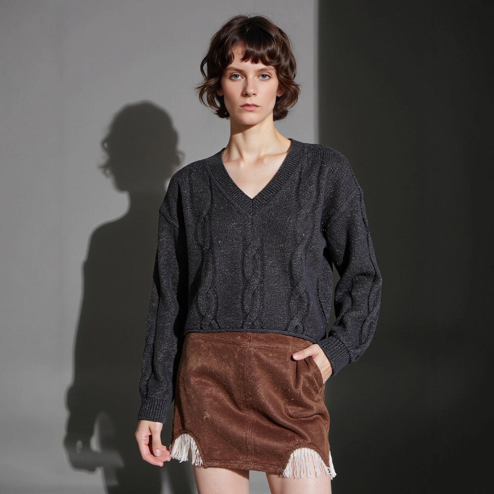 Damen Grobstrickpullover V-Ausschnitt Modern Norvielle - Norvielle