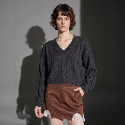 Damen Grobstrickpullover V-Ausschnitt Modern Norvielle - Norvielle