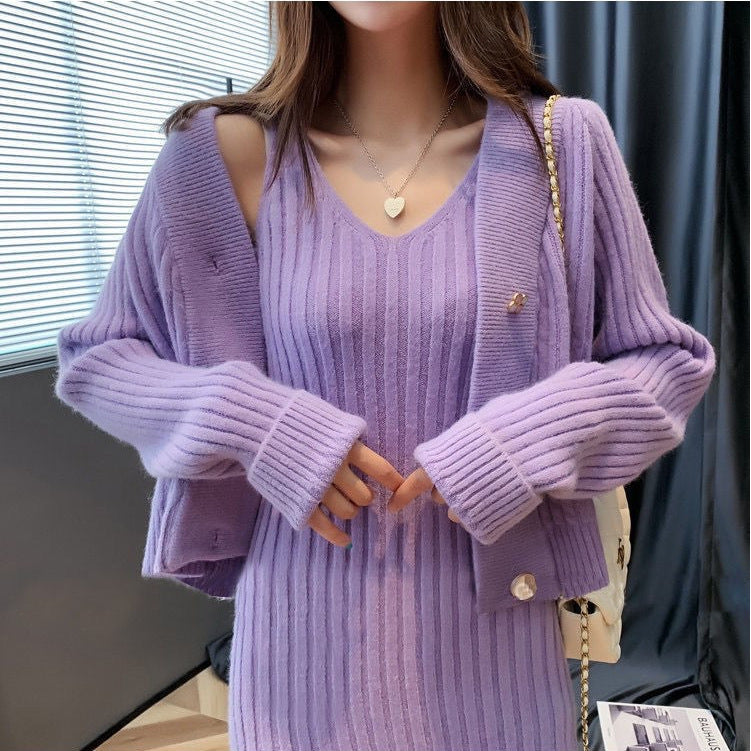 Damen Strickensemble V-Ausschnitt Cardigan Norvielle - Norvielle
