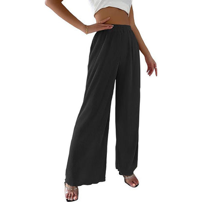 Damen Plissee-Hose Weites Bein Elastischer Bund Norvielle