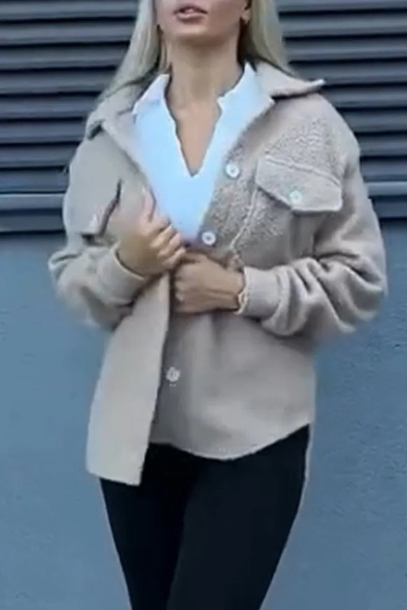 Damen Fleecejacke Lässig Mit Taschen Knopf Norvielle