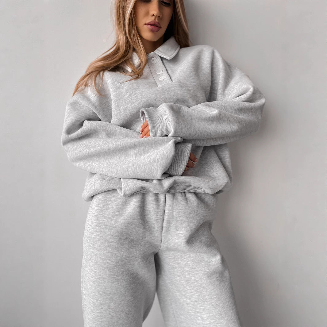 Damen Hoodie Knopfleiste Weite Hose Norvielle - Norvielle