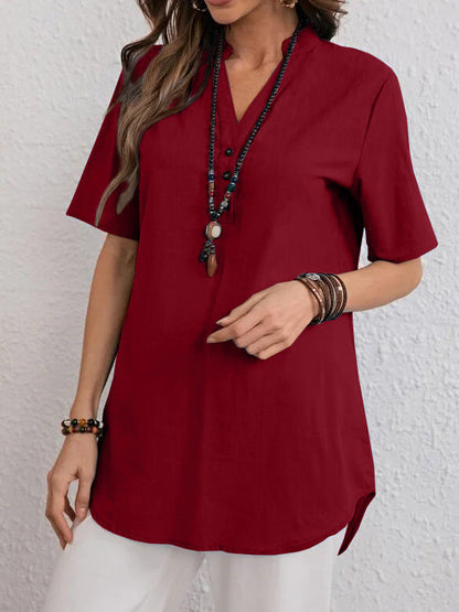Damen Blusenshirt Kurzärmelig Modern Druckknöpfe Norvielle