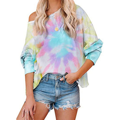 Damen Batikbluse Lockere Asymmetrisch Norvielle