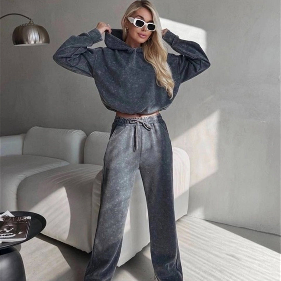 Damen Hoodie-Set Weite Hosen Elastischer Bund Norvielle - Norvielle