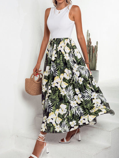 Damen Maxirock Floralmuster Schwingender Saum Norvielle