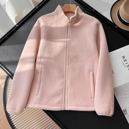 Damen Fleecejacke Hohler Kragen Kuschelig Grün Norvielle
