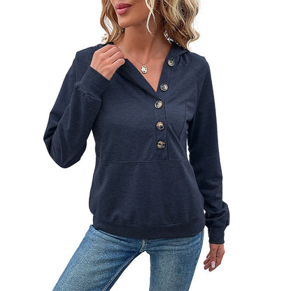 Damen Kapuzenpullover Lässig Knopfdetails Modern Norvielle