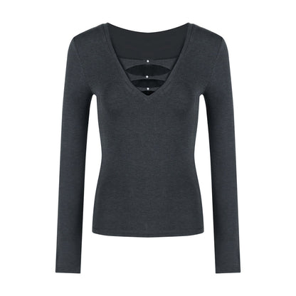 Damen Langarmshirt Cut-Out-Design Figurfreundlich Norvielle