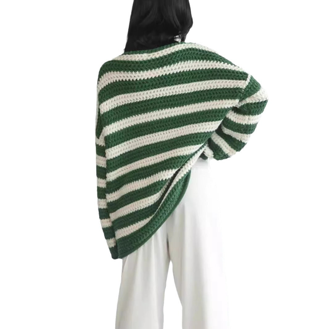 Damen Grobstrickpullover Streifenmuster Norvielle