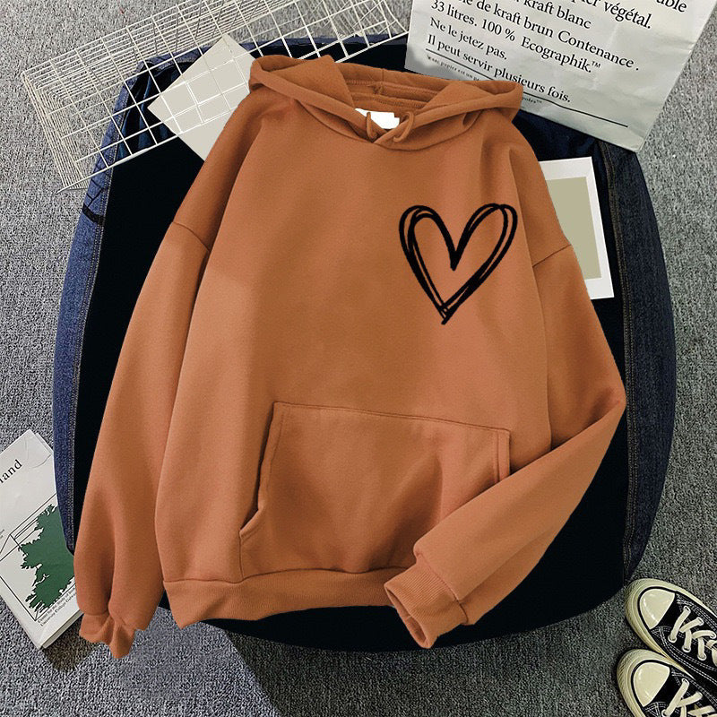 Damen Kapuzenpullover Herzmotiv Norvielle