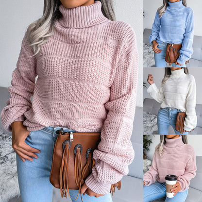 Damen Rollkragenpullover Strukturiertes Strickmuster Weich Grau - Norvielle