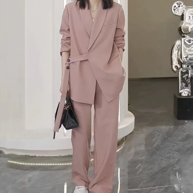 Damen Blazer Asymmetrisch Mit Taillengürtel
