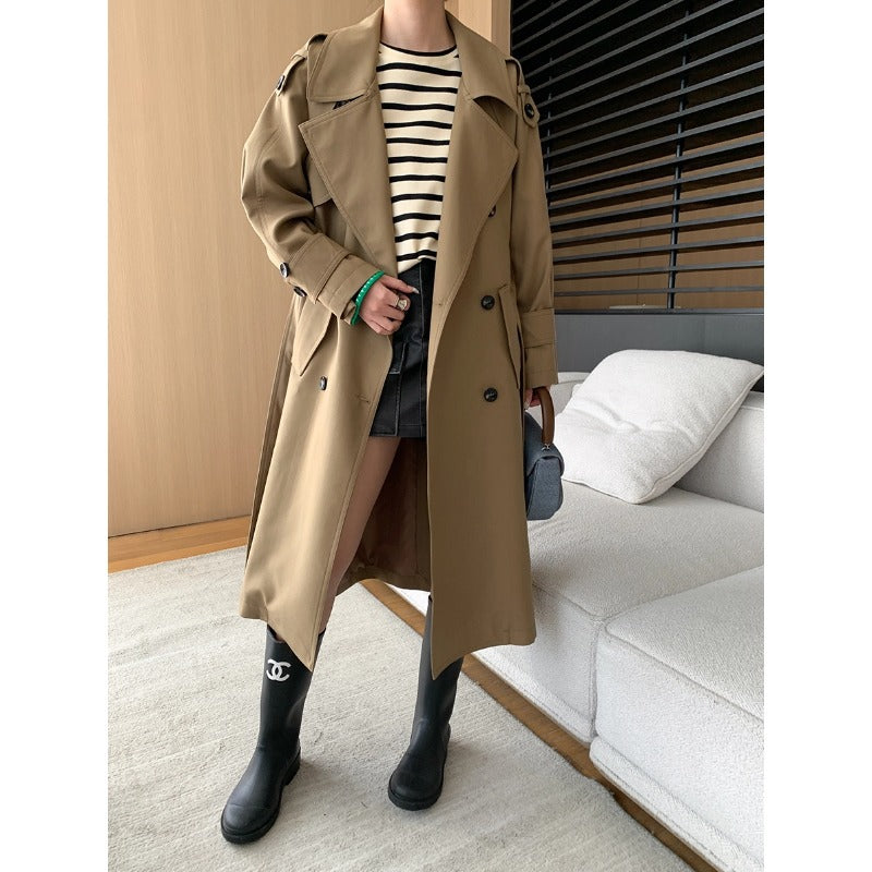 Damen Trenchcoat Großzügige Taschen Moderner Schnitt Norvielle