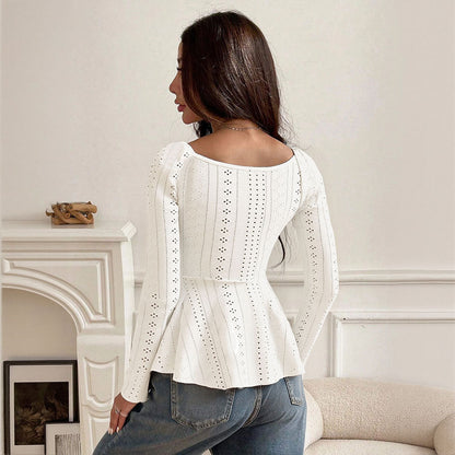 Damen Bluse Rüschen Dekoration Elegantes Schnürdesign