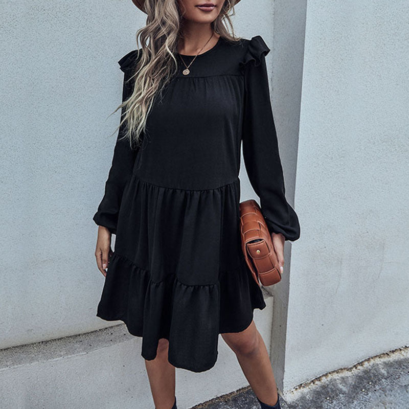 Damen Sommerkleid Leichter Stoff Rüschen Details Pastell - Norvielle