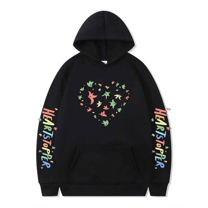 Damen Kapuzenpullover Herz- und Blattmotiv Norvielle
