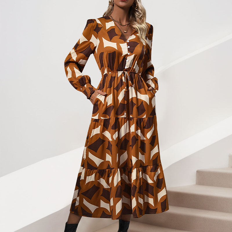 Damen Maxikleid Tailliertes Oberteil Mustermix