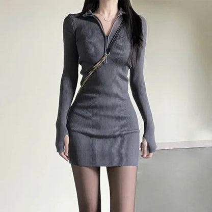 Damen Minikleid Figurbetont Rippstruktur Norvielle