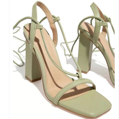 Damen High Heels Riemendesign Blockabsatz