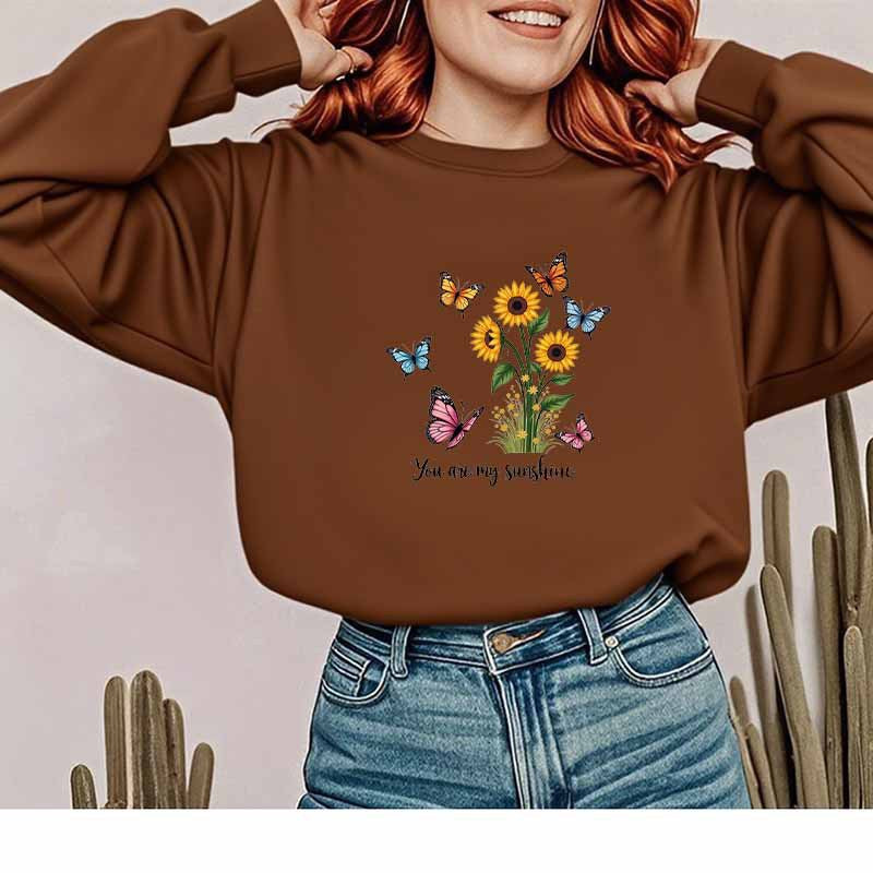 Damen Sweatshirt Florales Design Baumwolle Motivierender Schriftzug