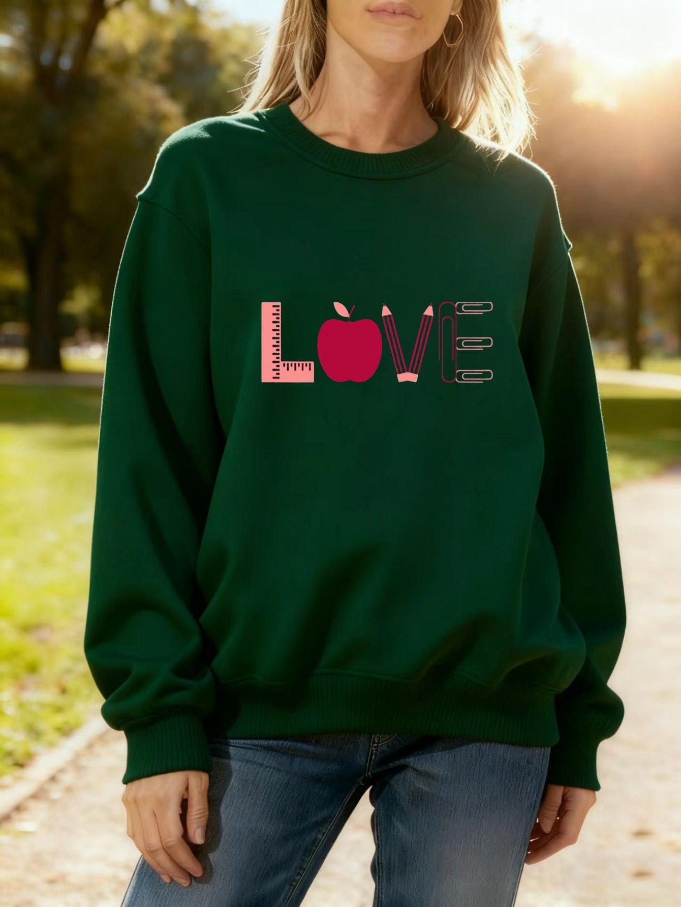 Damen Sweatshirt Kreatives Love-Motiv Norvielle
