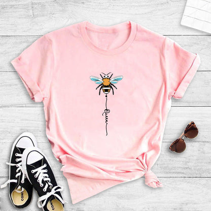 Damen T-Shirt Bienenmotiv Baumwolle Weiß