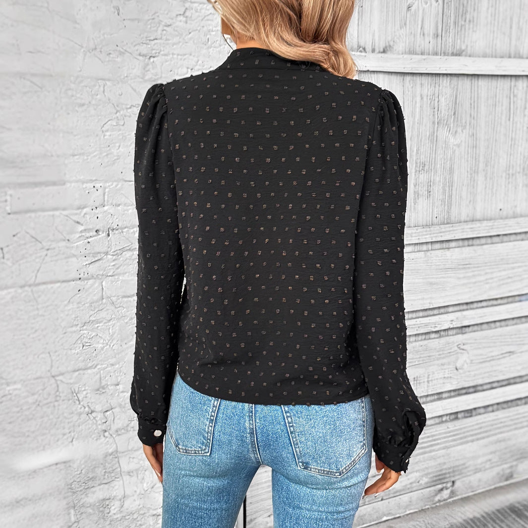 Damen Bluse Rüschendetails Edelknöpfe Norvielle