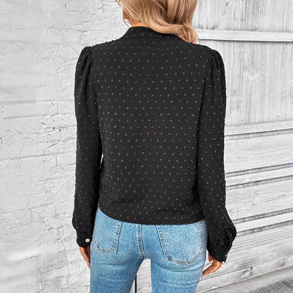 Damen Bluse Rüschendetails Edelknöpfe Norvielle