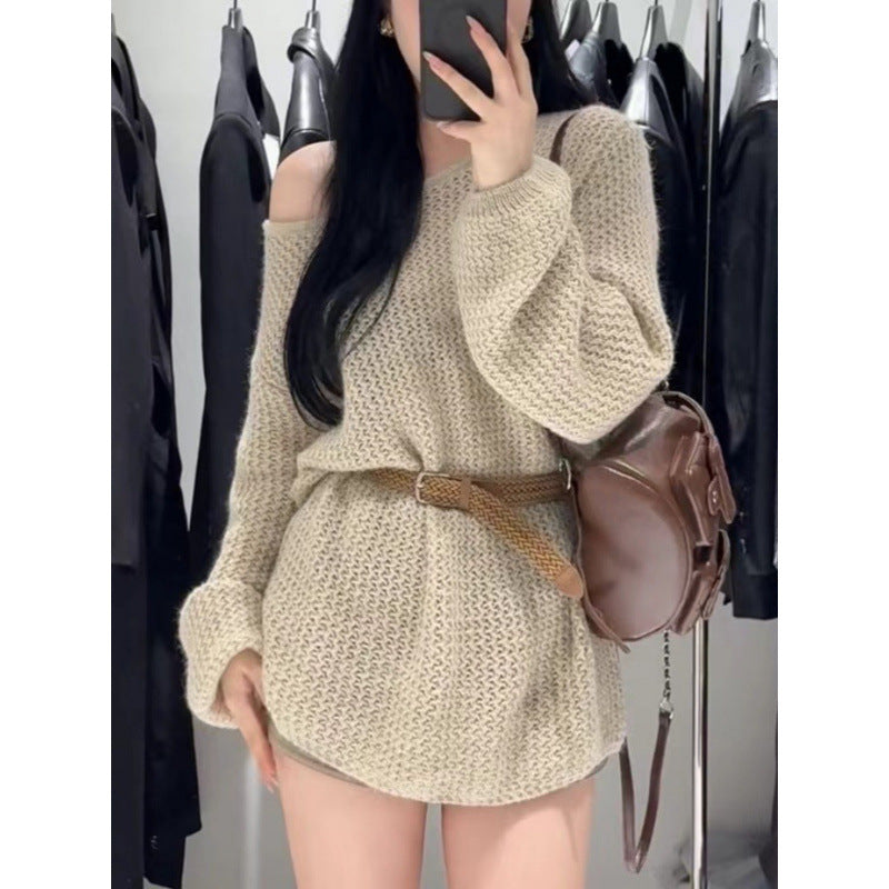 Damen Off-Shoulder Strickpullover Weites Design Norvielle - Norvielle