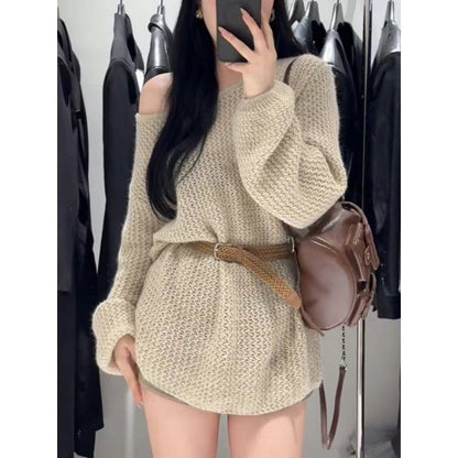 Damen Off-Shoulder Strickpullover Weites Design Norvielle - Norvielle
